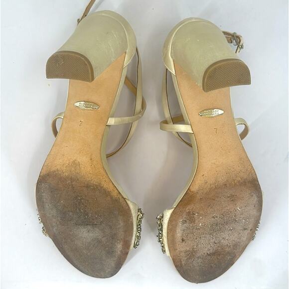 Women's Bagley Mischka Clara Embellished Block Heel Sandals Heels 7 See Videi - Picture 10 of 16